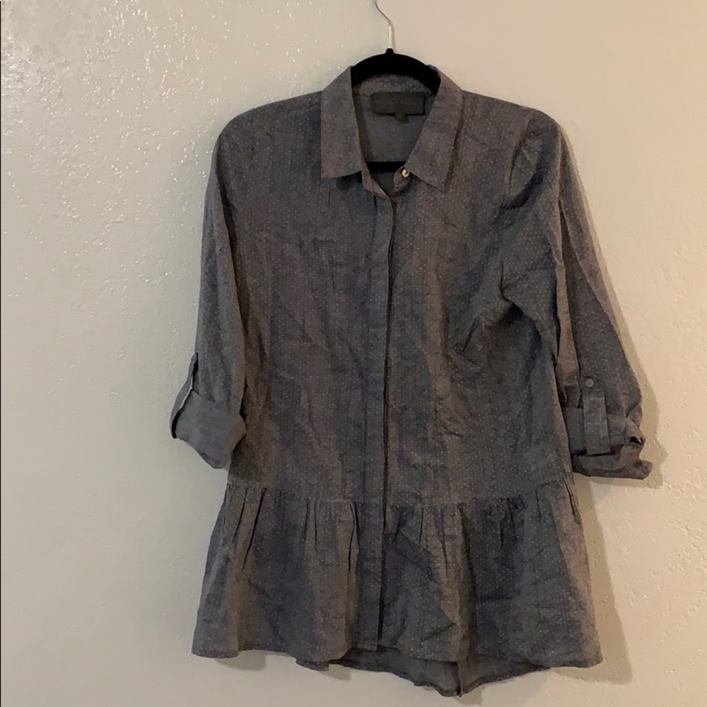 Anthropologie polka dot peplum button-down- S